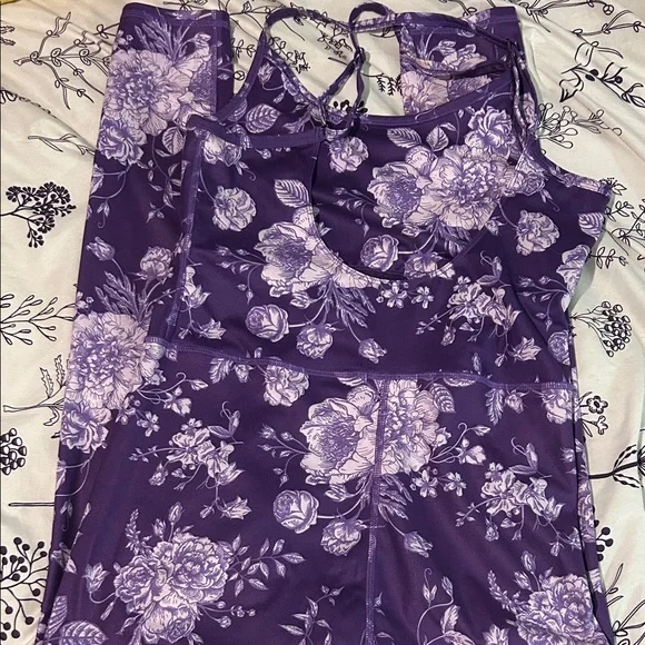 Purple Floral one piece - Picture 2 of 3